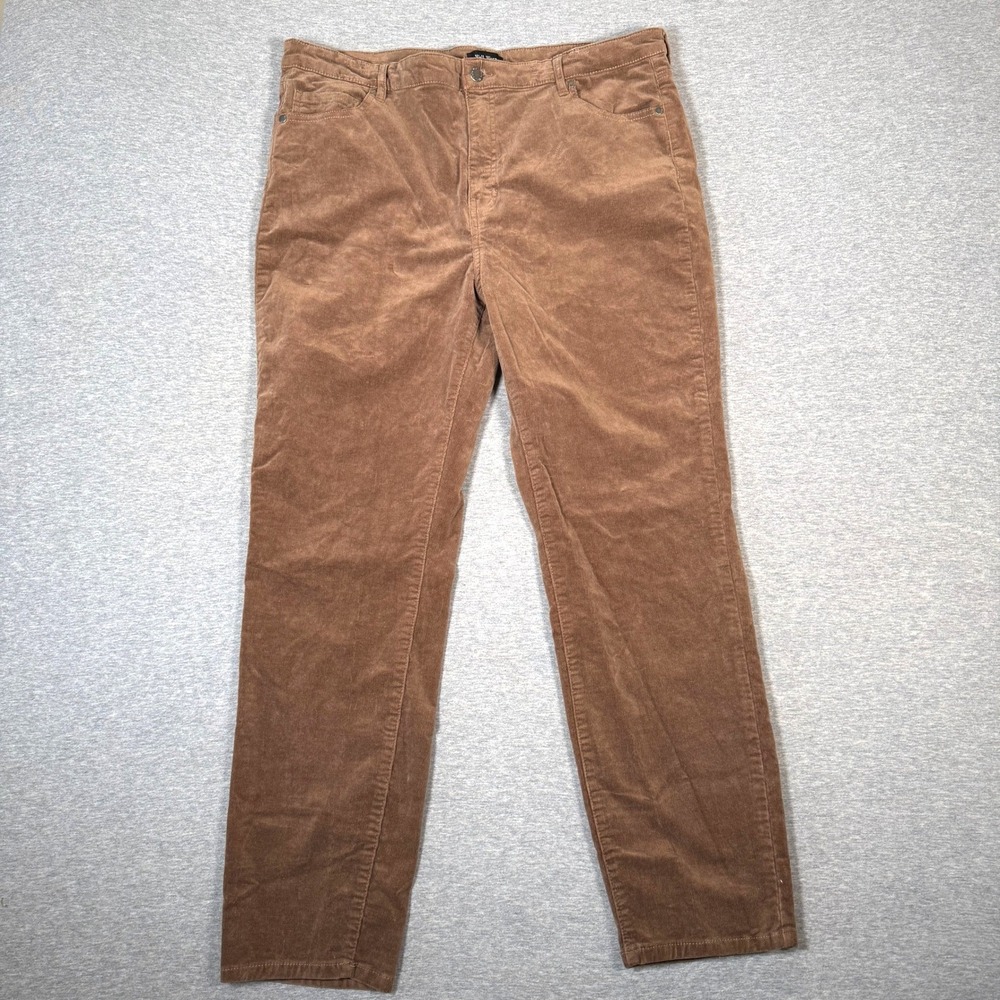 Well Worn Brown Corduroy Pants Womens Size 16 Straight Leg Five Pocket Casual